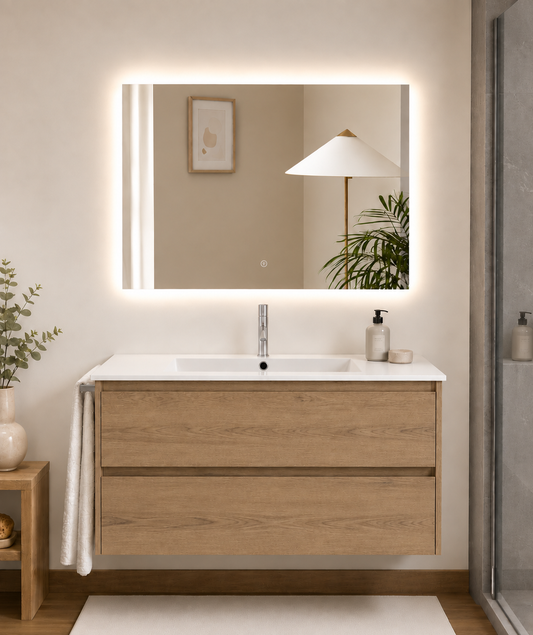 Mueble de baño suspendido Ibiza con lavabo y 2 cajones