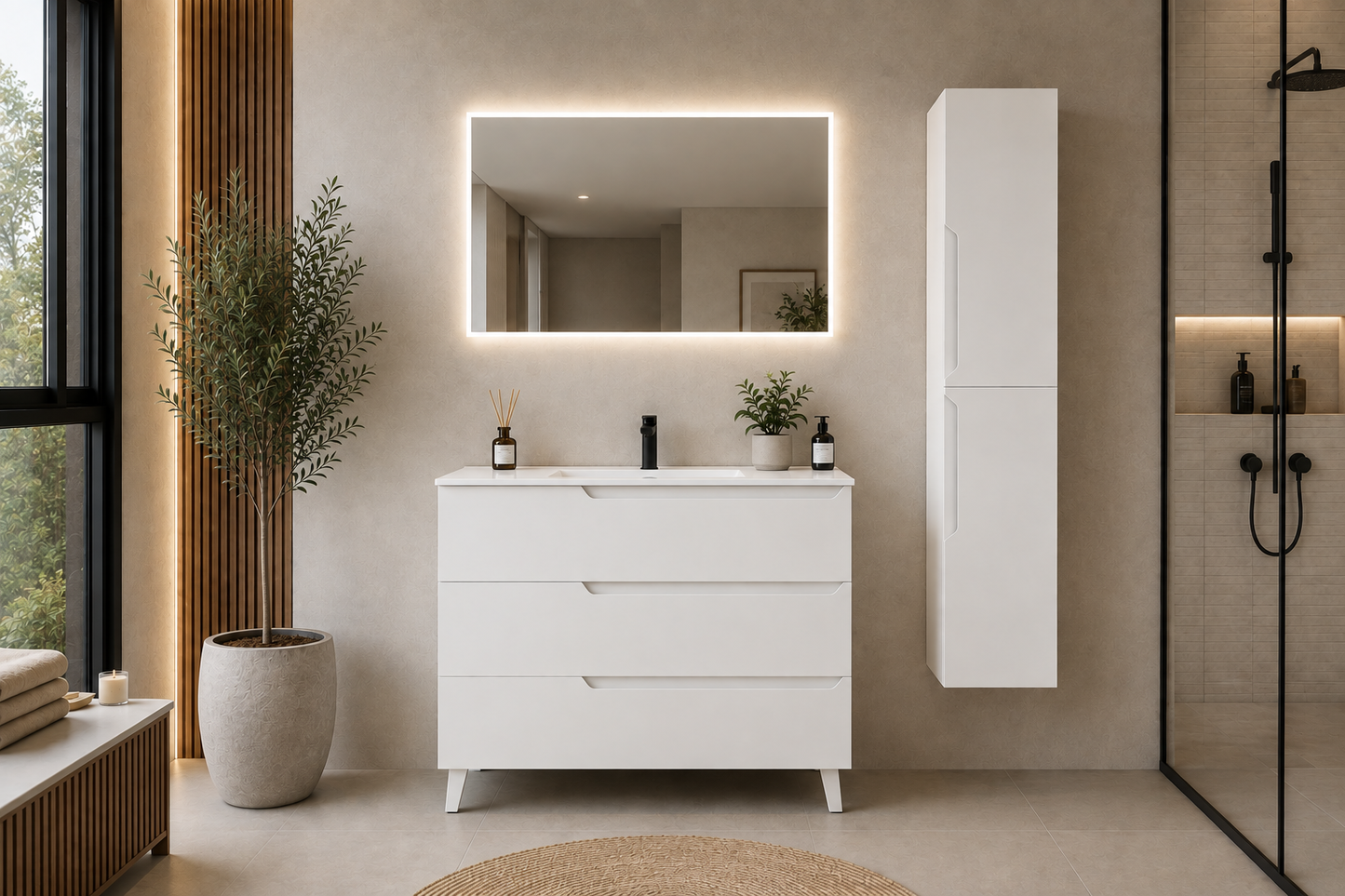 Mueble de baño DM lacado mate c/lavabo ELBA