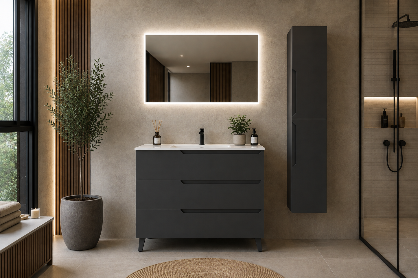 Mueble de baño DM lacado mate c/lavabo ELBA