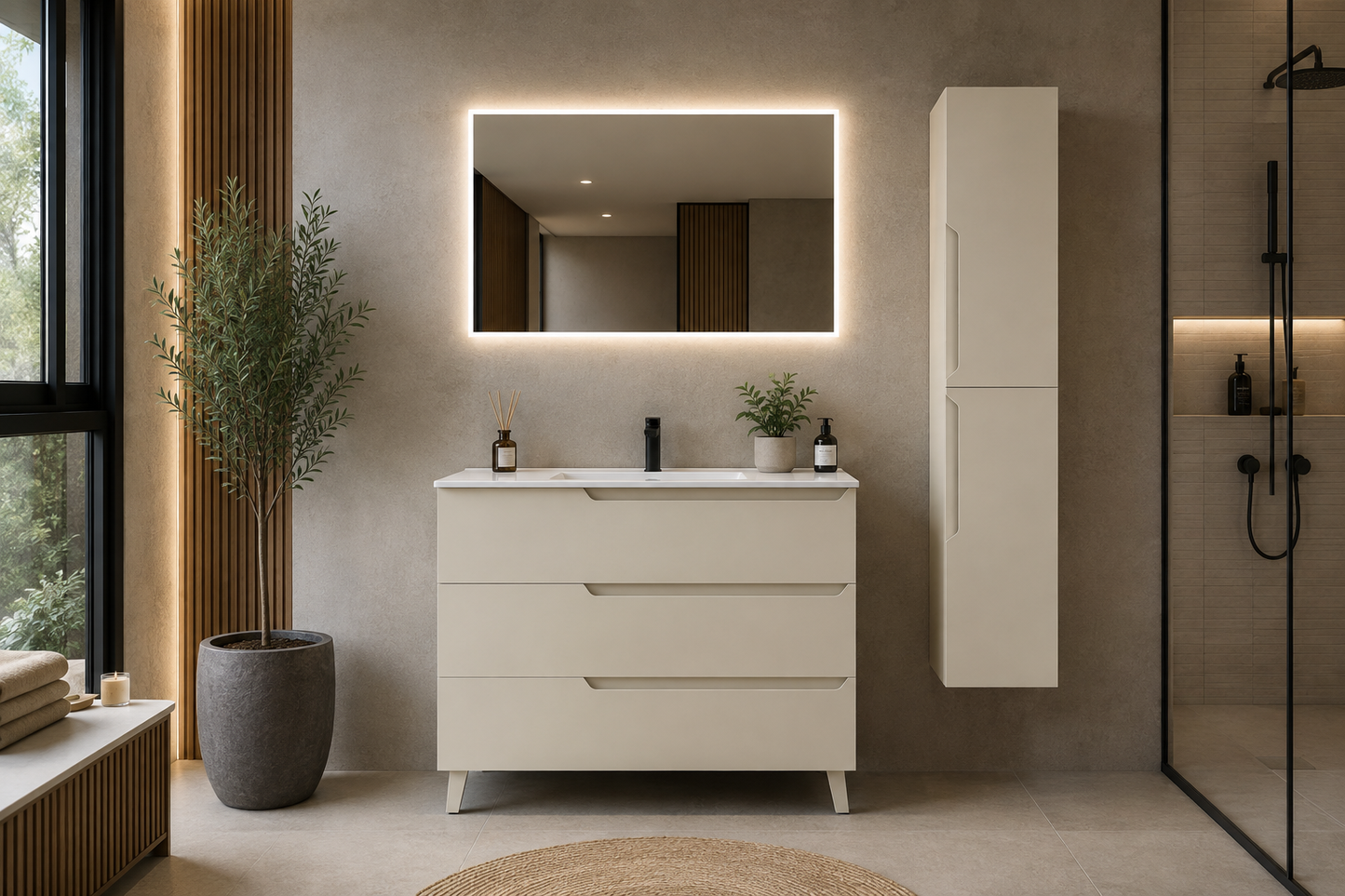Mueble de baño DM lacado mate c/lavabo ELBA