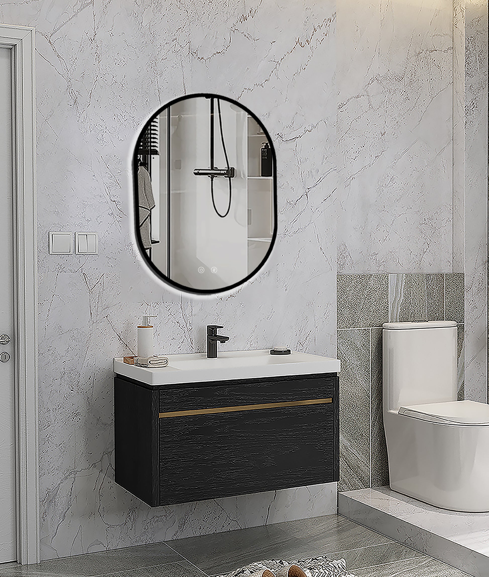Selene Black LED Mirror
